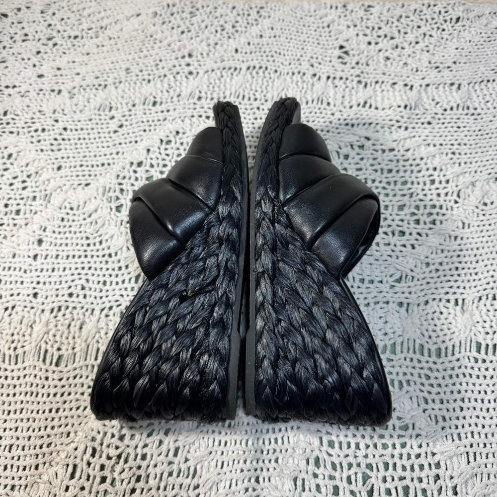 Vince Black Leather Wedges *Gilian Espadrille Wedges* Size 8.5 - Picture 3 of 7